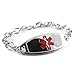 My Identity Doctor Medical Alert Bracelet for Women, Custom Engraved Medic ID, Steel 6mm O-Link Chain - Red, Free ID Card | Wrist Size 7 Inch