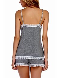 Vansiter ropa para dormir camisola de encaje, set de pijamas sin mangas sexi para dama S-2XL