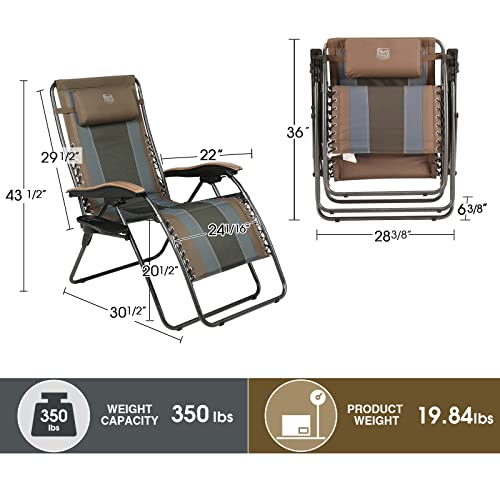 TIMBER RIDGE Outdoor Reclining Patio Padded with Adjustable Headrest