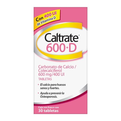 Caltrate Suplemento de Calcio 600 +D 600mg / 400 UI Frasco con 30 tabletas
