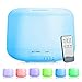 With Remote Control Aromatherapy Essential Oil Diffuser Ultrasonic Cool Mist Aroma Humidifier with 7 Color LED Lights Changing and Waterless Auto Shut-off Function for Home Office Bedroom Room