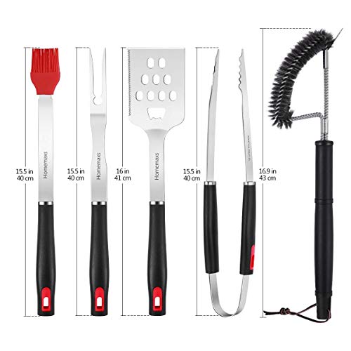 image for Homemaxs Grill Tools，BBQ Tools Set 5pcs with Case for Men, Stainless