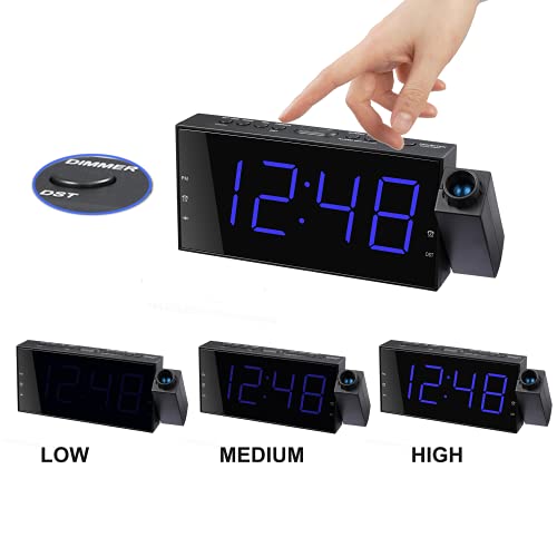 Projection Alarm Clock, Loud Alarm Clock for Heavy Sleepers, Hearing Impaired & Deaf People