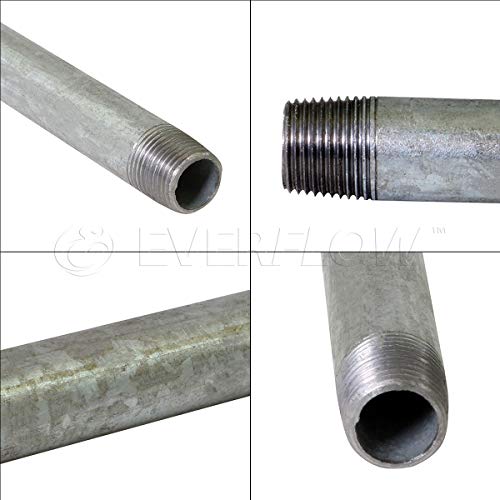 Everflow NPGL1080-4, Pre Cut Industrial Steel Nipple Pipe, Connectors, Used To Build DIY Furniture, Threaded Pipes and Fittings, 1" x 8", Galvanized (Pack of 4) - Thumbnail 2