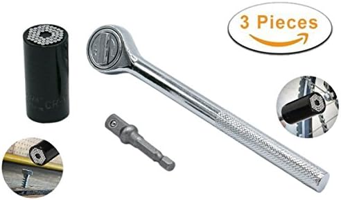 Universal socket wrench set,7mm-19mm multi-tool includ hand ratchet with magical grip and drill adapter. new torque wrench best for car fix, impact wrench, home, garden and gifts for men.