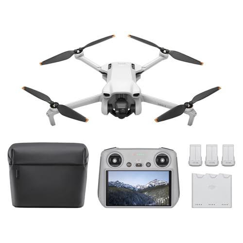 DJI Bundle Fly More Mini 3 (DJI RC) – Mini Drone Caméra Léger avec Nacelle à 3 Axes et Vidéo 4K HDR, Trois Batteries pour un Vol de 114 Min, Prise de Vue Verticale, Transmission Vidéo jusqu’à 10 km