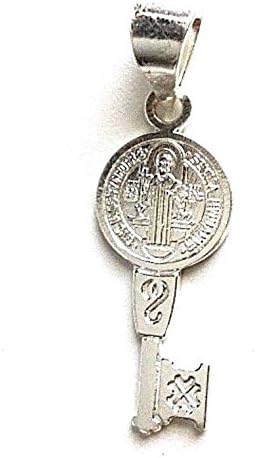LUXURYGOLD888925 STERLING SILVER SAINT BENEDICT KEY / 925 PLATA MEDALLA DE SAN BENITO LLAVE