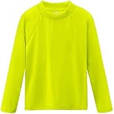 Boys Swim Shirts Long Sleeve Rash Guard Sun Protection UV SPF T Shirts Rashguard Swimwear Fishing Water Beach Shirts Lightweight for Youth Kids Neon Yellow Size 14-16