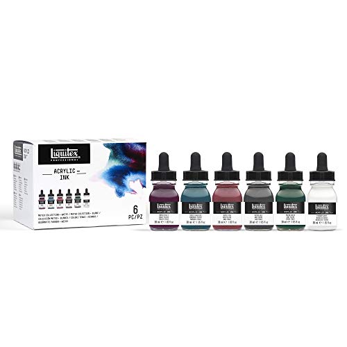 Liquitex 3699355 flüssige Professional Acrylfarben - Ink, 6 x 30ml Gedämpfte Töne + Weiß