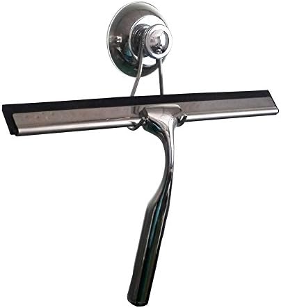 Shower squeegee with hook, ZETOLL Stainless Steel Metal Shower, Window and Car Glass All-Purpose Squeegee with Free Super Suction Cup