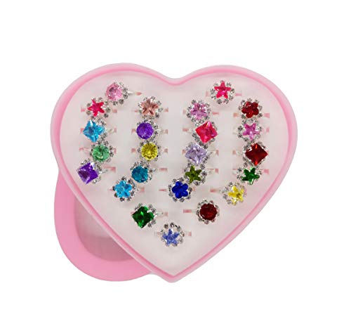 image for MIYIZOM Little Girl Girls Crystal Adjustable Rings, Princess Jewelry F