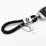 For Mercedes-Benz Logo Emblem Key Chain Key Ring Metal Alloy BV Style Black Leather Gift Decoration Accessories AMG (Black)