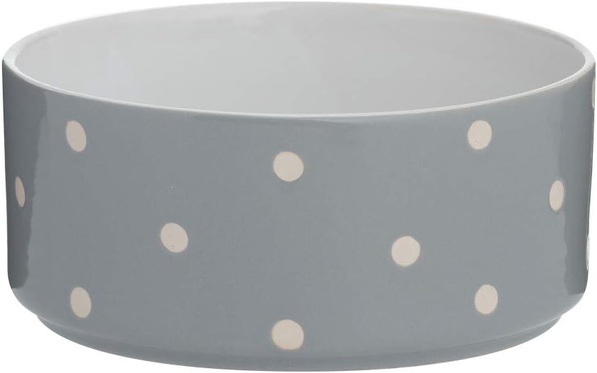 Mason Cash Polka Dot Grey Pet Bowl 18cm, Grey 1.4 litre