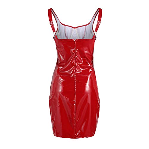 SUCES Damen Lederkleid Sexy Kleid Faux Leder Frauen Ärmellos Bleistiftkleid Vollbrust Korsett Club Party TräGerkleid… – Bild 5
