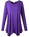 LARACE Womens Long Sleeve Flattering Comfy Tunic Loose Fit Flowy Top (1X, Deep Purple)