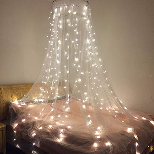 MZD8391 Curtain String Lights, 9.8 X 9.8ft 304 LED Starry Fairy Lights for Wedding, Bedroom, Bed Canopy, Garden, Patio, Outdoor Indoor (White Curtain Lights) - Thumbnail 2