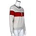 Sunward(TM) Women Sexy Long Sleeve Spell Color Stripes Zipper Tops Shirt (Medium, Beige)