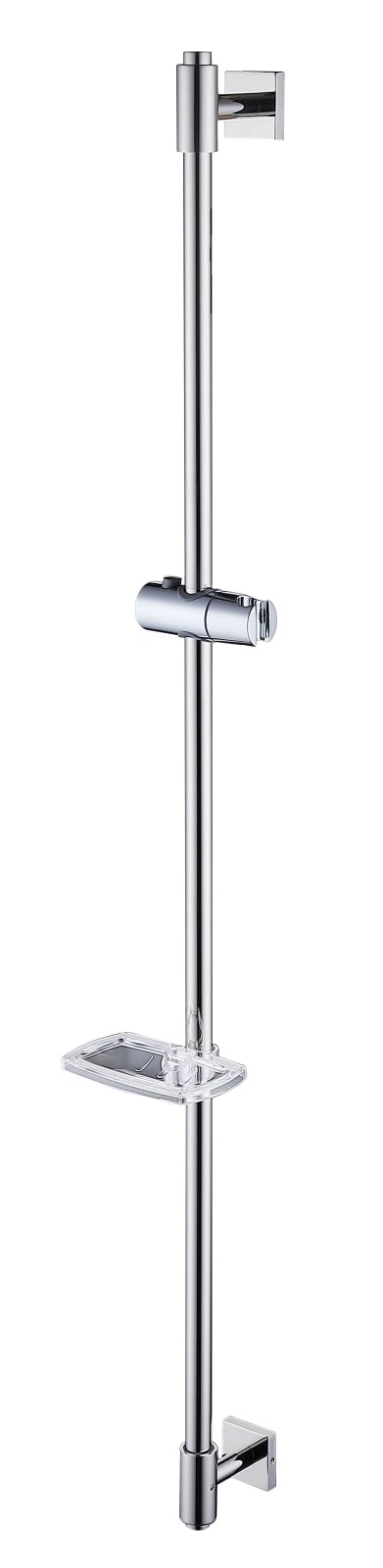 HomeHeng Shower Riser Rail 120CM, Wall Mounted Shower Slide Bar with Soap Dish Bracket Chrome Adjustable Shower Head Holder Bar for Bathroom, H811-120HC