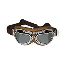 CRG Sports Vintage Aviator Pilot Style Motorcycle Cruiser Scooter Goggle T08 T08SSN Silver lens, silver frame, brown padding