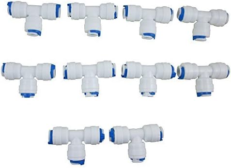 Quick Connector for RO Water Reverse Osmosis System (Pack of 10) (T Type), 0.25 inch