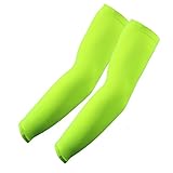 1 Pair, The Elixir Golf Sports Sun Sleeves Arm Compression Cooling Sleeves UV Protection, Neon Green