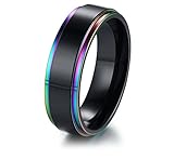 XUANPAI Personalized Custom Two-Tone Stainless Steel Weeding Ring Band Rings Lesbian Gay LGBT Pride Jewelry