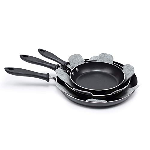 MISHKA Home Pot Pan Protectors for Stacking (P3GRAY) Plush Thick