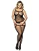 Maxde Women Sexy Lingerie Plus Size Crotchless Tights Bodysuit Body Stocking (6XL, Black)