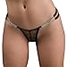 Iooho Women's Crystal Chain G-String Sheer Lace Micro Bikini Thong Sexy Lingerie T-Back Panties, Black, Free Size