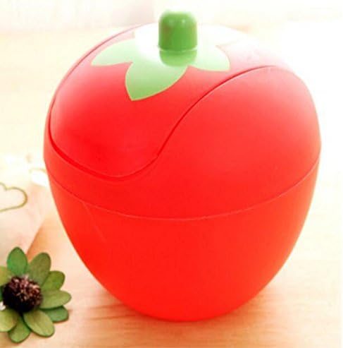 Wesource Creative Mini Desk Strawberry Table Waste Bin House Trash Can (Red)