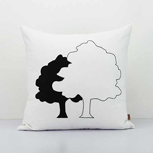 Yin Yang Tree Pillow, Abstract Tree throw pillow, Tree Silhouette, Black and White Tree, Tree pillow, Tree of life Art cushion cover 18 x 18