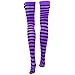 Purple & Black Stripe Thigh-High Halloween Adult Women's Cosplay Costume Tights