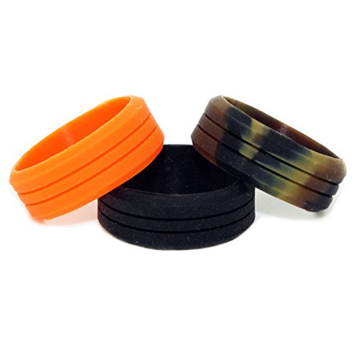 1CAMO Camo Silicone Rings - 3 Pack (Orange, Camouflage, Black)