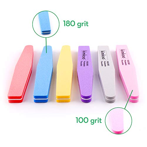 Nail Files and Buffers Set,Tapered Diamond Professional Manicure Tools Kit by Kimkoo, 180/100 Grit Emery Board Nail Files and 2 Sided Buffers block,Great For Natural Nails and Acrylic Nails - Thumbnail 2
