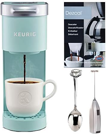 Keurig K-Mini Single Serve Coffee Maker (Oasis) Ultimate Bundle - Dezcal  Descaling Powder, Spoon, Milk Frother (4 Items) Home & Kitchen