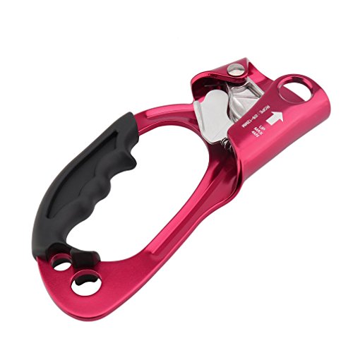Belovedkai Climbing Hand Ascender, Right/Left Hand for Rock Climbing Rappelling Rescue Rope Clamp for 8~12MM Rope (red for left hand)