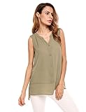 Zeagoo Women's Semi-Sheer V Neck Summer Button Chiffon Sleeveless Blouse Office Tank Top