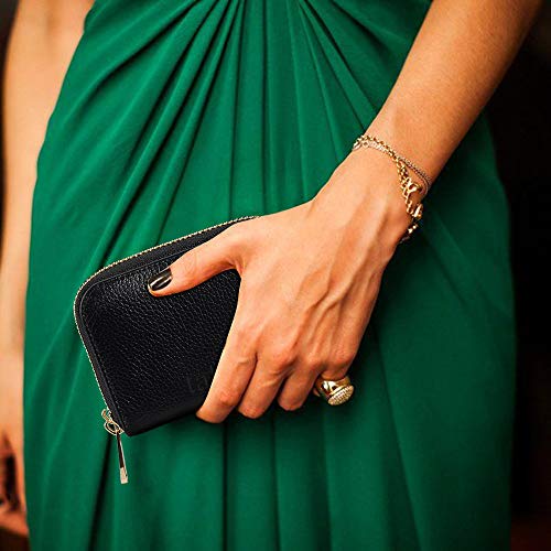 Takyu RFID Wallet for Women, Ladies Designer Wallets With Double Zipper (Black)