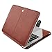 MOSISO Compatible with MacBook Air 15 inch M4 A3241 M3 A3114 M2 A2941 2025 2024 2023/ Pro 15 Case A1990 A1707 2019-2016, PU Leather Portfolio Protective Stand Cover Sleeve with Clear Strip, Brown