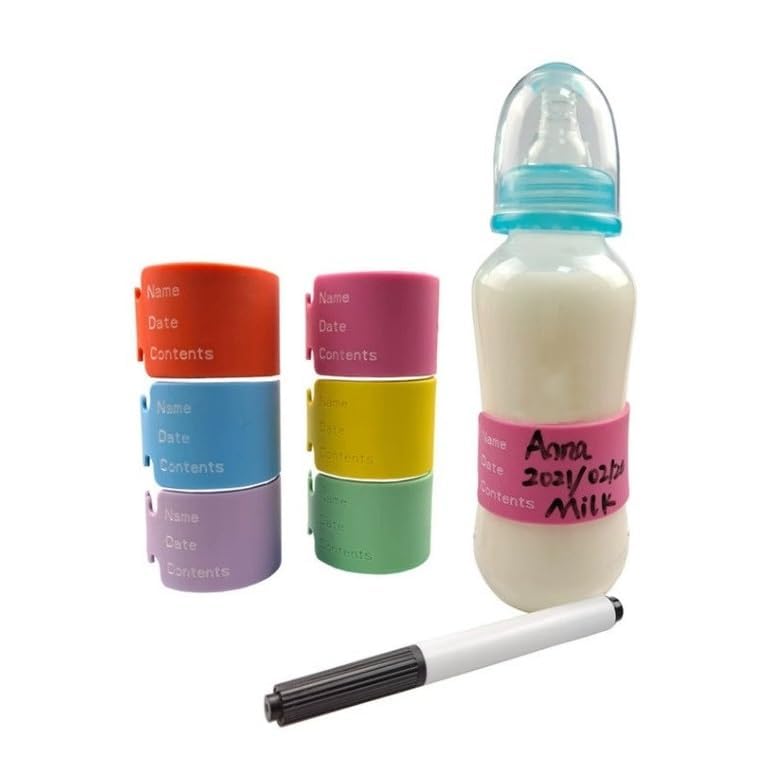 6 Pcs Reusable Silicone Labels for Baby Bottle Toddlers Nursery Daycare Essentials