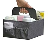 BEST FOLDABLE DIAPER & WIPES CADDY -Nursery Foldable Caddy-Portable Diaper Changing Organizer Portable Diaper Caddy-Huge Space for Bottles, Toys & Wipes. Perfect Baby Shower Gift (GRAY)