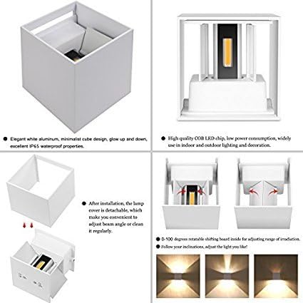 LED Cube Wall Light Adjustable Angle Up Down White Modern Waterproof ...