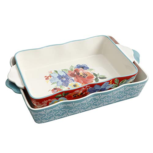 The Pioneer Woman Flea Market 2-Piece Pie Plate Set bundle with The Pioneer Woman Spring Bouquet 2-Piece Baker Set