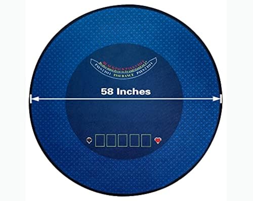 Casino-Tischfilz 91,4 X 183,3 Cm – Doppelseitig Mit Poker & Blackjack Layout, Blau, Für Pokerabende Zu Hause