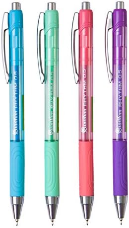 Quantum Rhythm Ballpoint Pen 0.5 mm. Blue ink, Pack 3 pcs (Random handle colors)