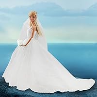 DAYANCube Fashion Classic White Wedding Veil with Long Trailing Hand Flowers for Barbie Clothes