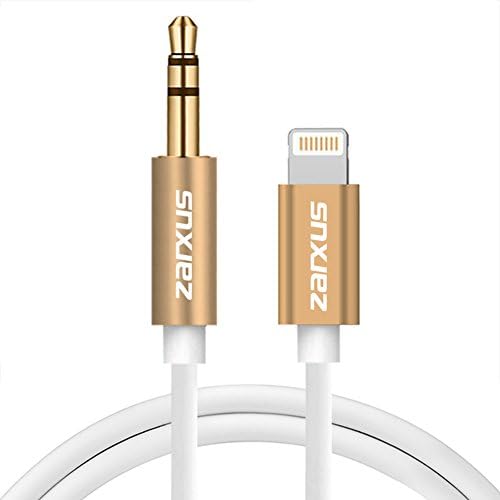 Zarxus Lightning to 3.5mm Aux Cable, Lightning to Aux Cable Male to Male for iPhone7/7Plus, iPhone6/6S/6Plus, iPhone5/5C/5S, iPad and iPod to audio devices (3Ft/1M) - Gold