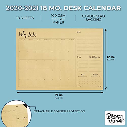 20202021 Academic Calendar Desk Blotter Pad, 18 Month Planner (Brown