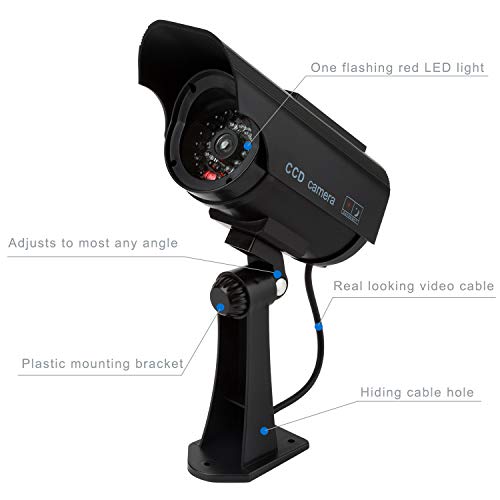 TOROTON Bullet Dummy Fake Surveillance Security CCTV Solar Powered Camera Simulation Monitor with LED Flashing Light, Outdoor and Indoor Use for Homes & Business, 1 Pack - Thumbnail 2