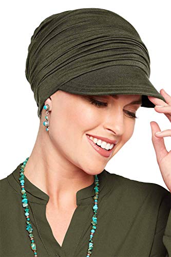 Bamboo Slouchy Newsboy Hat-Caps for Women with Chemo Cancer Hair Loss Luxury Bamboo - Olive Neutral